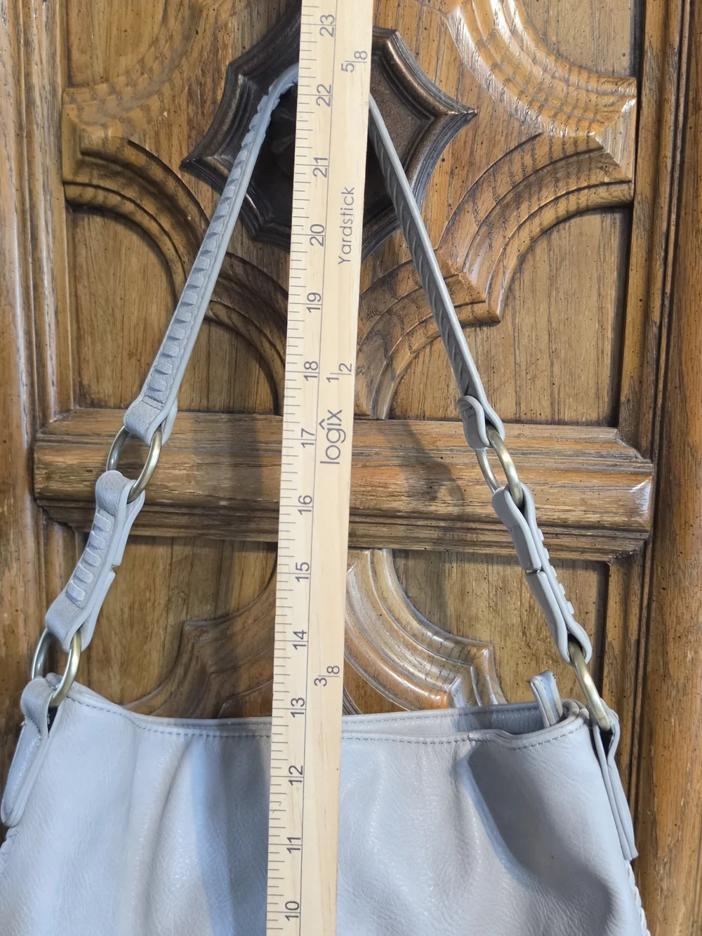 Antik Kraft Light Gray Leather Shoulder Bag with Braided Strap